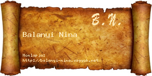 Balanyi Nina névjegykártya